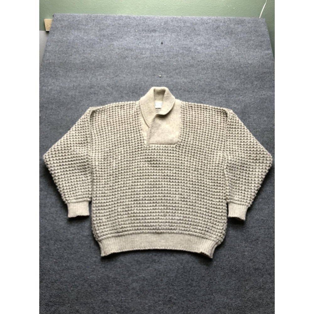 Quill's Woollen Market Sweater Mens Large Wool Waffle Knit Pullover Ireland